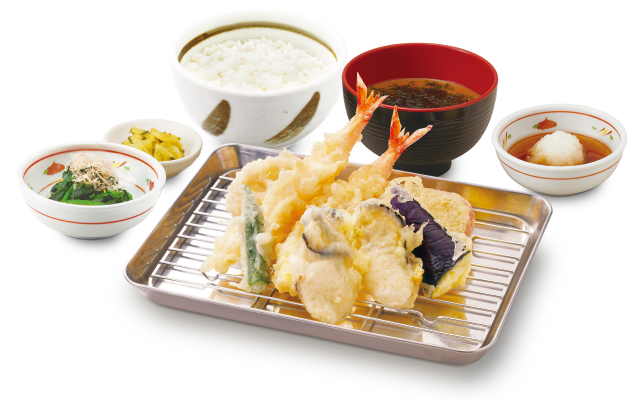 牡蠣と海老の天ぷら定食