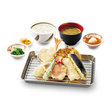 秋鮭と帆立の天ぷら定食