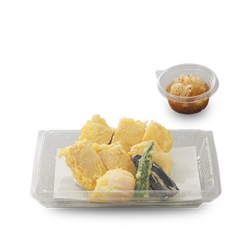 鶏もも天の天ぷら盛り合わせさっぱりおろし塩だれ