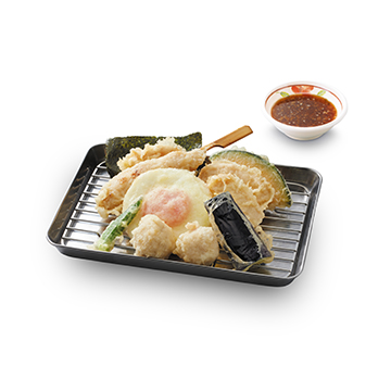 月見鶏たま天ぷら盛合せ