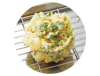 春菊と玉ねぎのかき揚げ