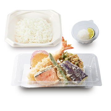 大海老と銀鮭のすだちおろし天ぷら弁当